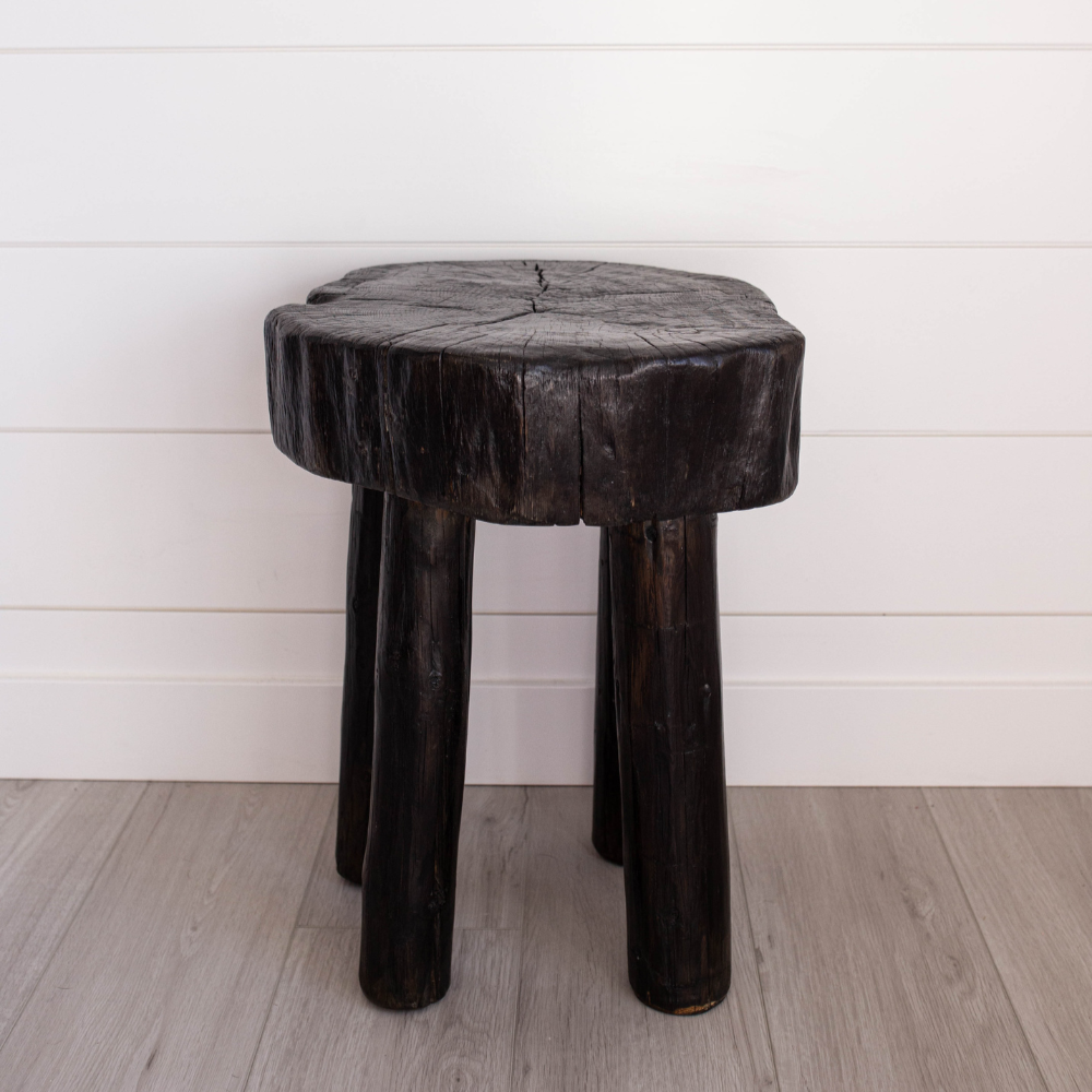 Round Senufo Stool Bench Side Table Black - Luxe B Co
