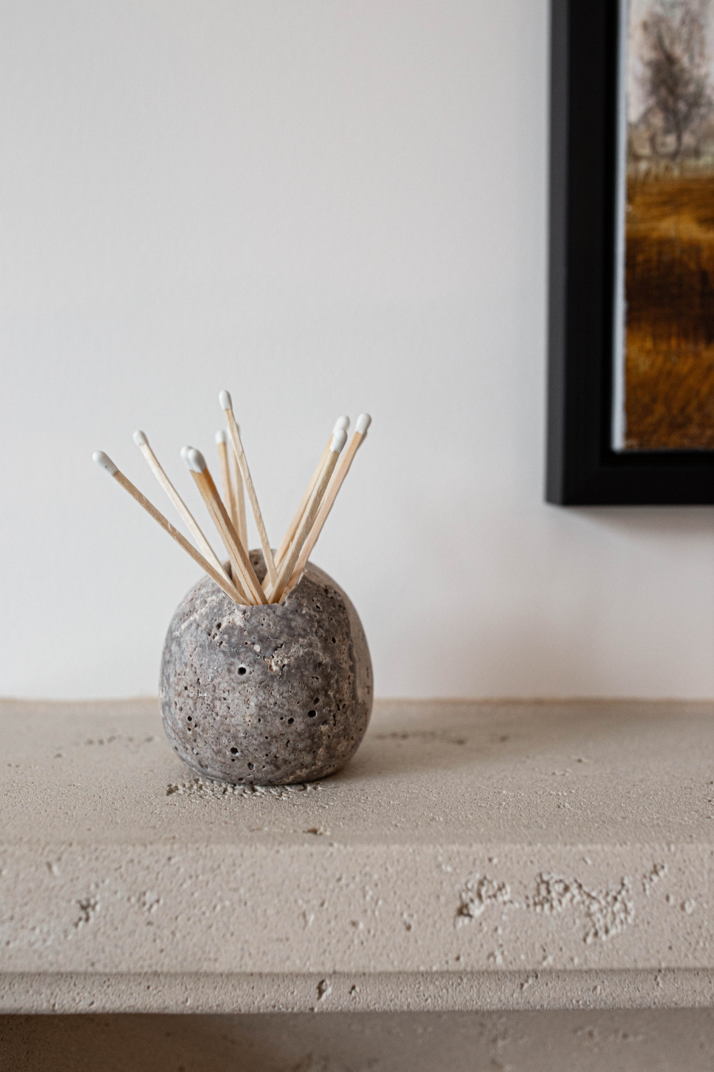 grey travertine match holders - Luxe B Pampas Grass  Vintage Home Decor Shop Luxe B Co Instagram