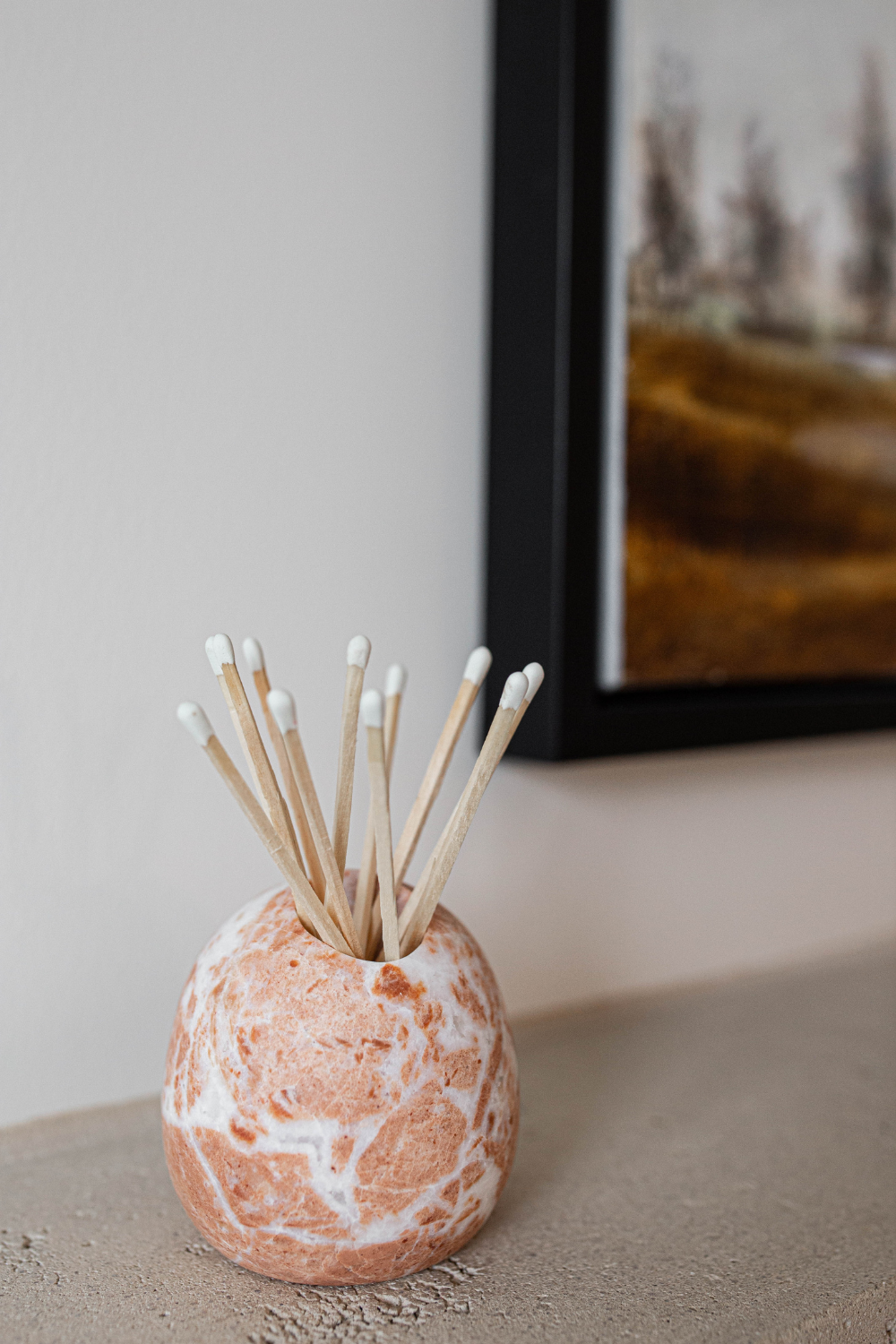 Red travertine Match Holder - Luxe B Co