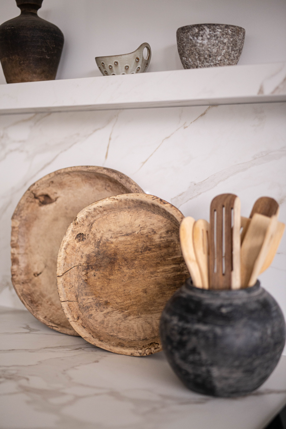 Vintage Round Wood Basins - Luxe B Co
