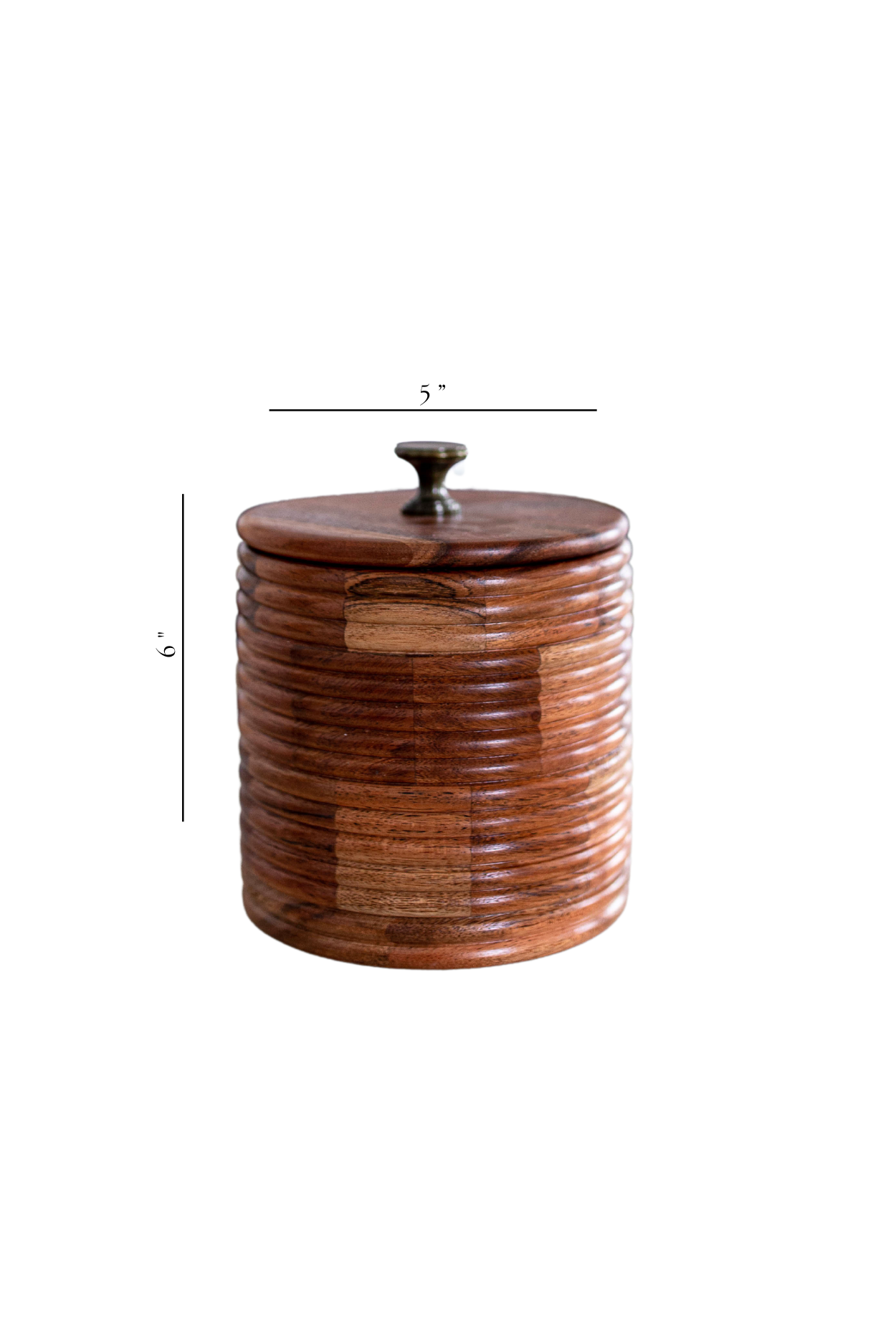 Acacia Wood Ribbed Jar | By Luxe B Co.