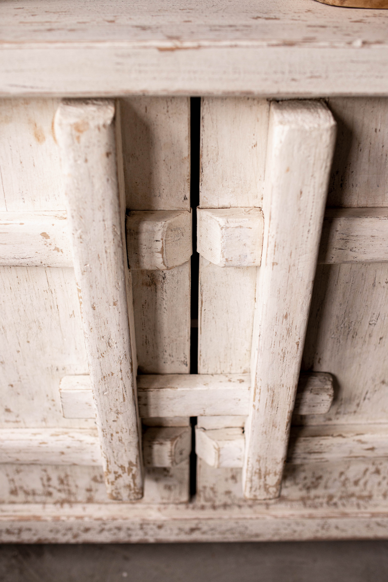 Palm Desert Reclaimed Elm Wood Two-Door Console Whitewash | By Luxe B Co.