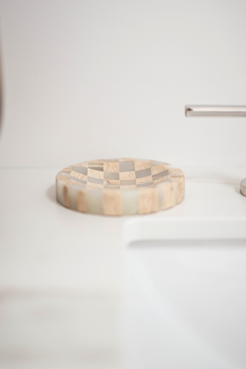 Checkered Travertine & Marble Soap Dish - Luxe B Co