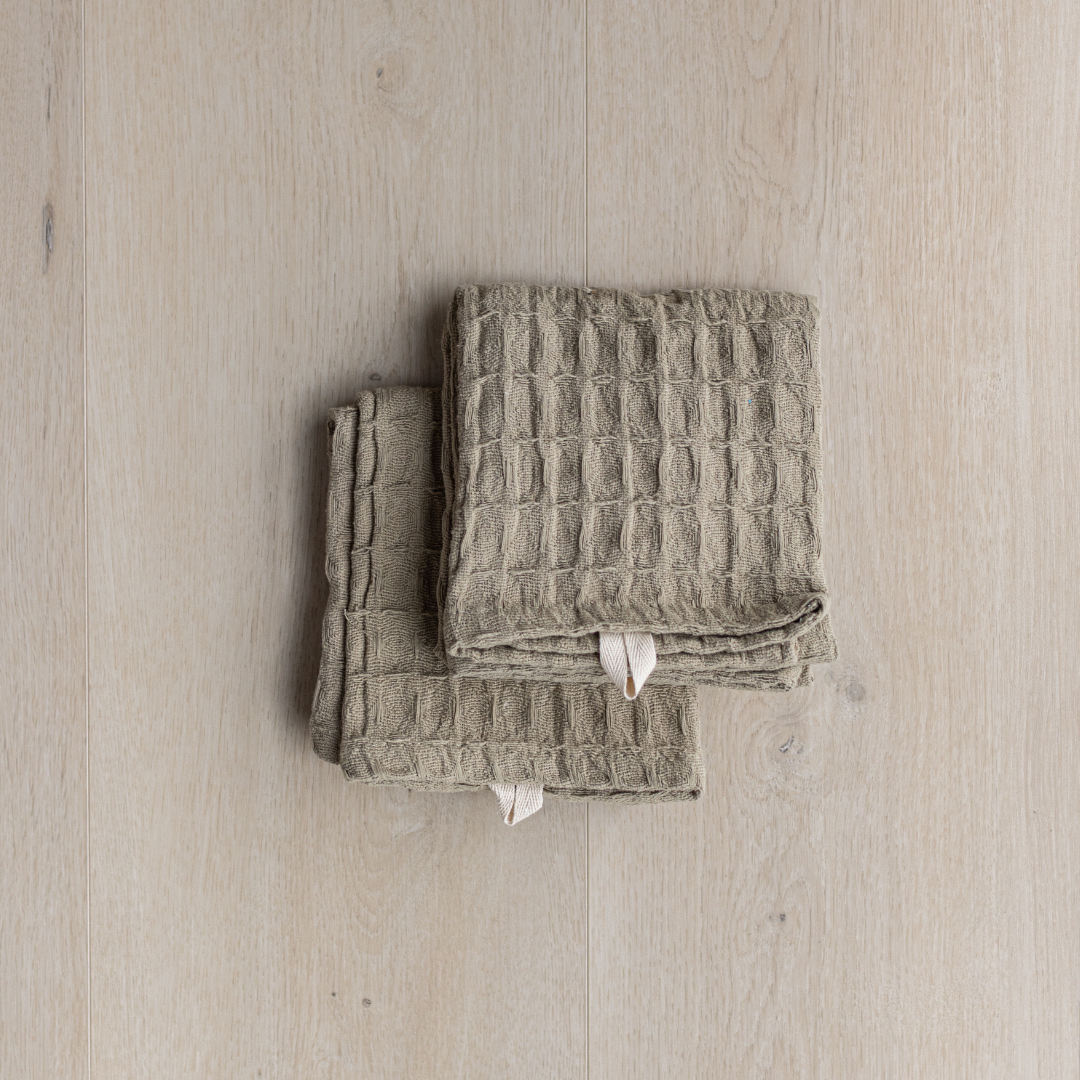 Waffle Hand Towel Light Green - Luxe B Co