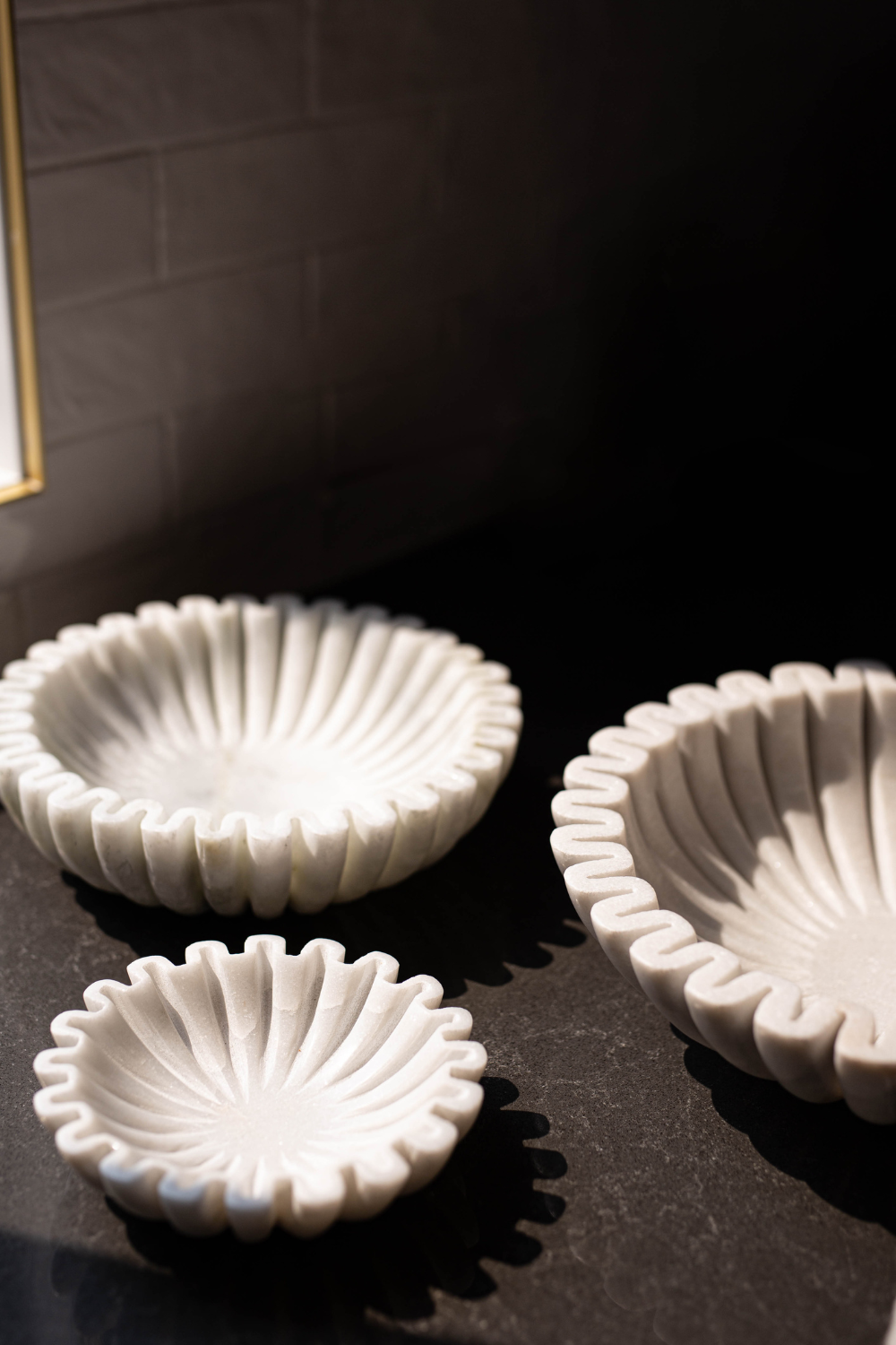 Marble Fluted Scalloped Bowls Medium - Luxe B Co