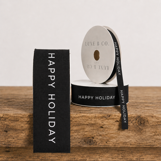 Happy Holiday Ribbon Black