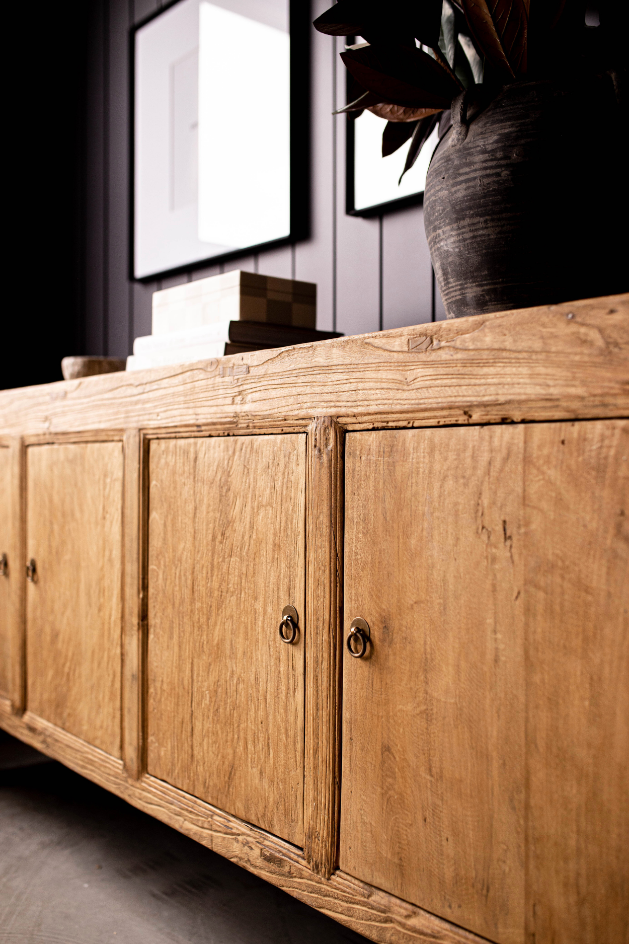 Paso Robles Reclaimed Elm Wood Entertainment Console | By Luxe B Co.