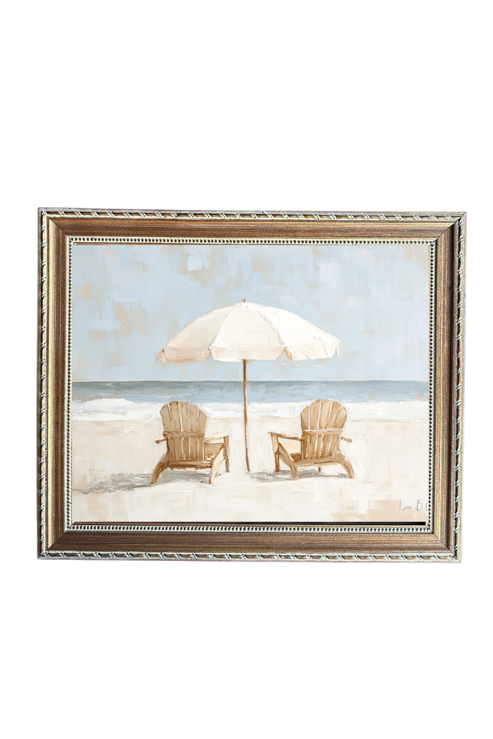 Beach Umbrellas | French Country Brass Gold Framed Art - Luxe B Co