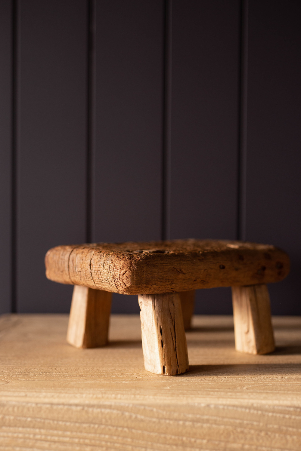 Vintage Stubby Small Wooden Stool - Luxe B Co