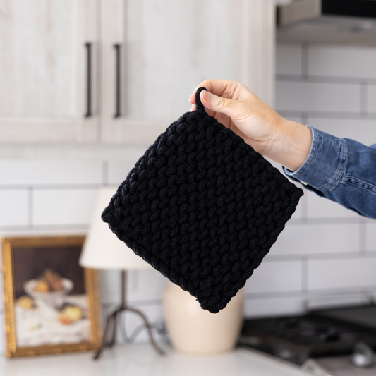 Black Knitted Pot Holder - Luxe B Co