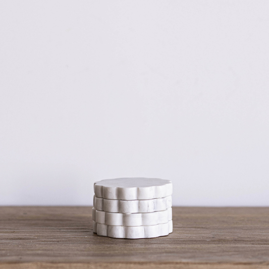 White Marble Scalloped Coasters - Luxe B Co