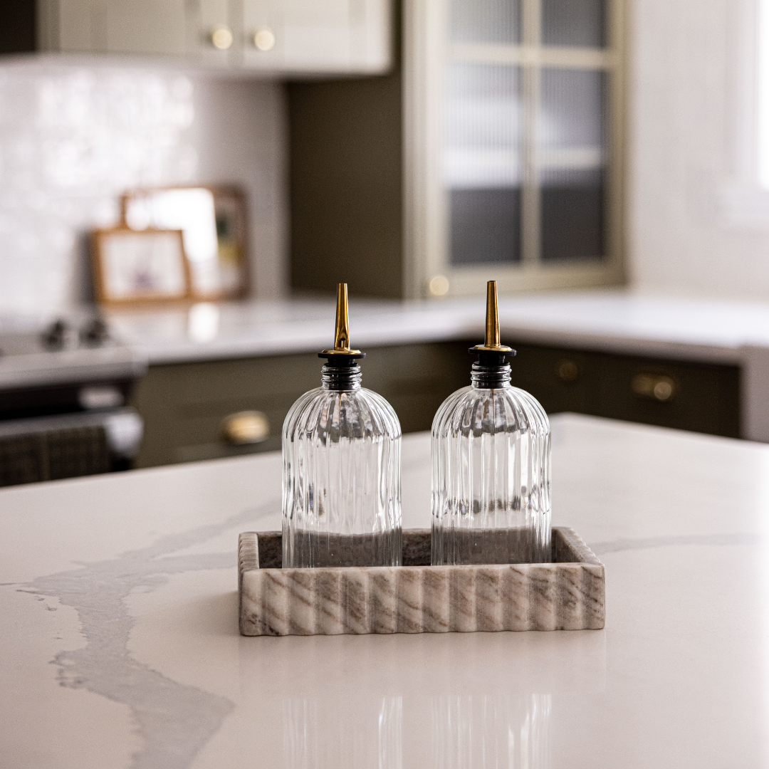 Beige Fluted Marble Bridge Tray - Luxe B Co