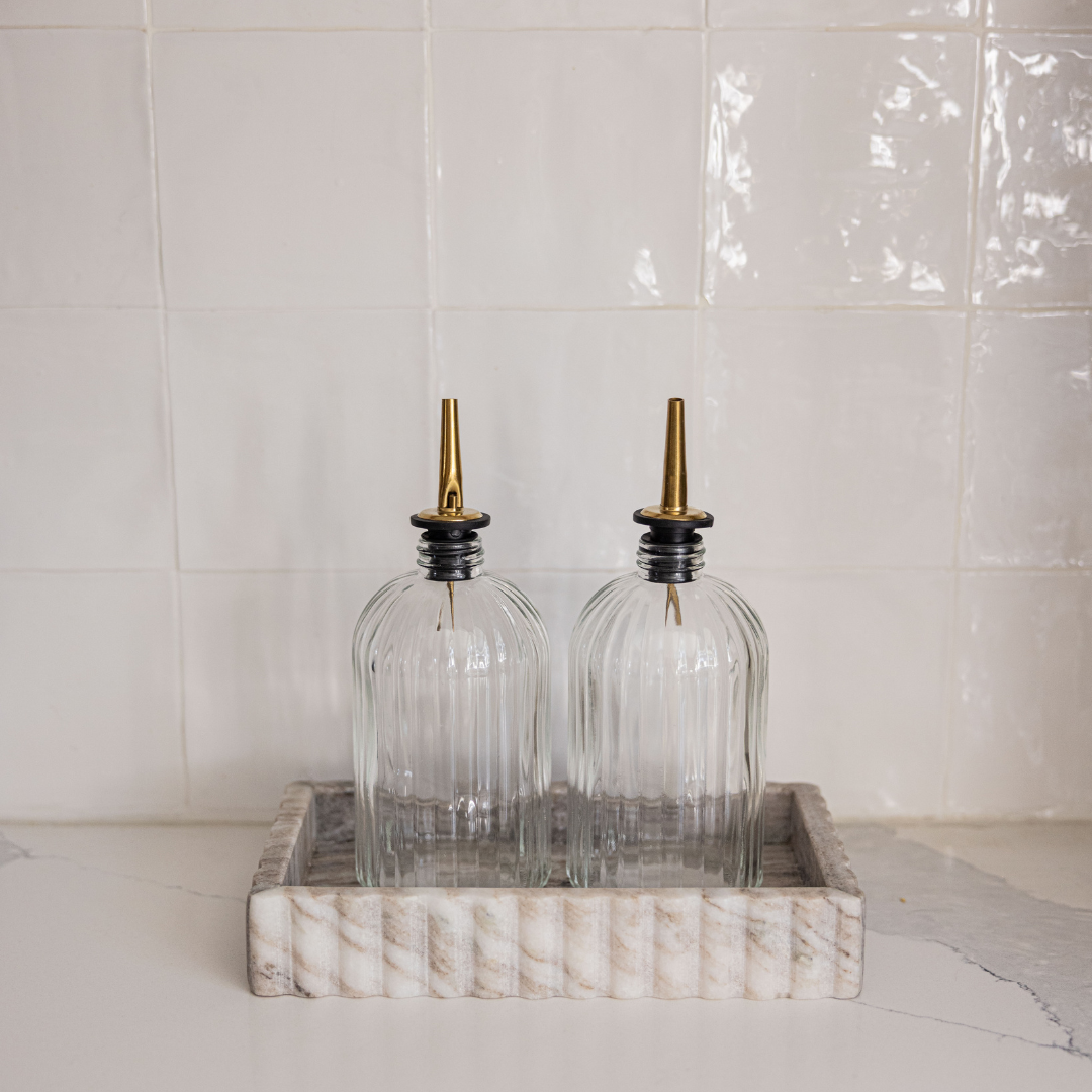 Beige Fluted Marble Bridge Tray - Luxe B Co