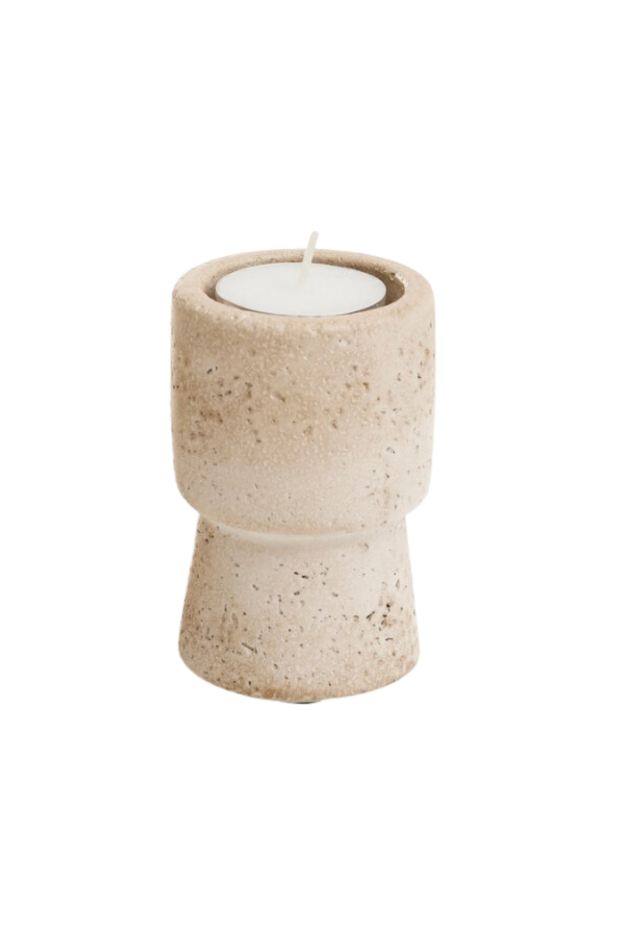 Travertine Cement Tealight Candle Pillar | By Luxe B Co.