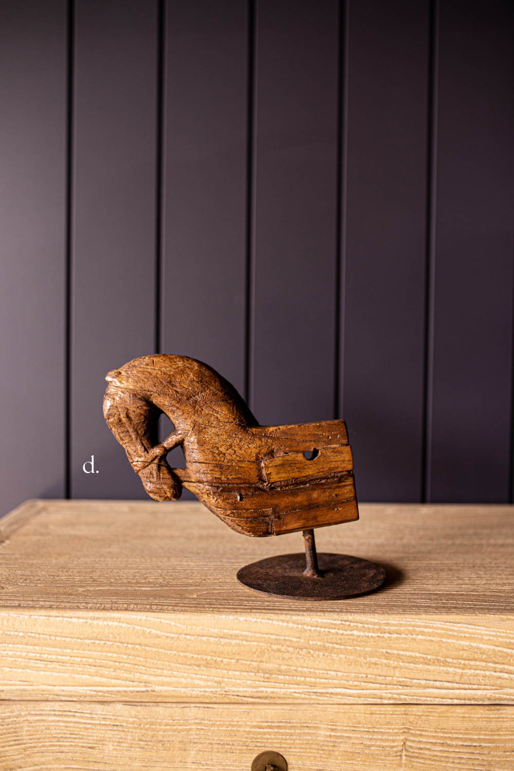 Wooden Horse With Iron Stand - Luxe B Co