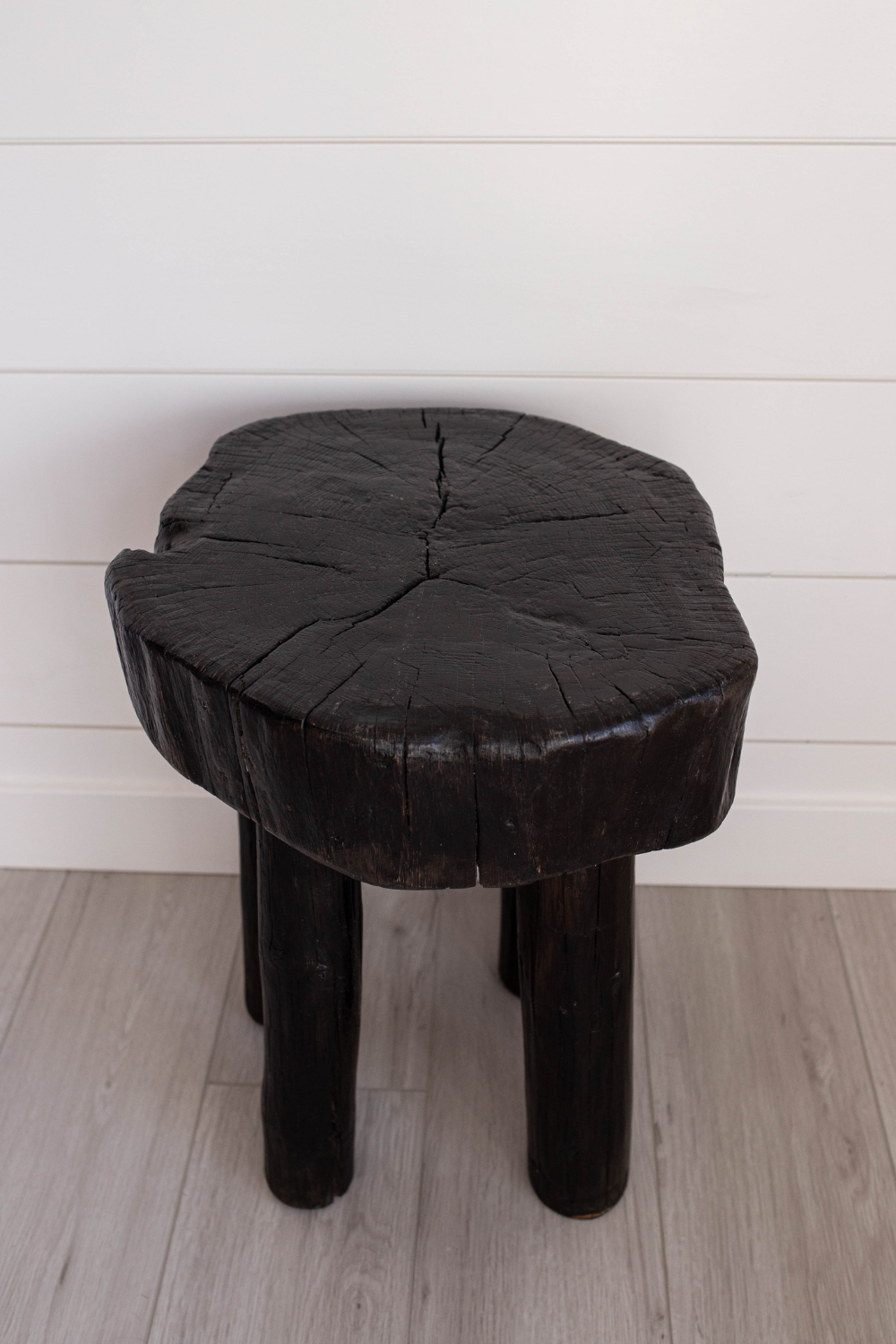 Round Senufo Stool Bench Side Table Black - Luxe B Co