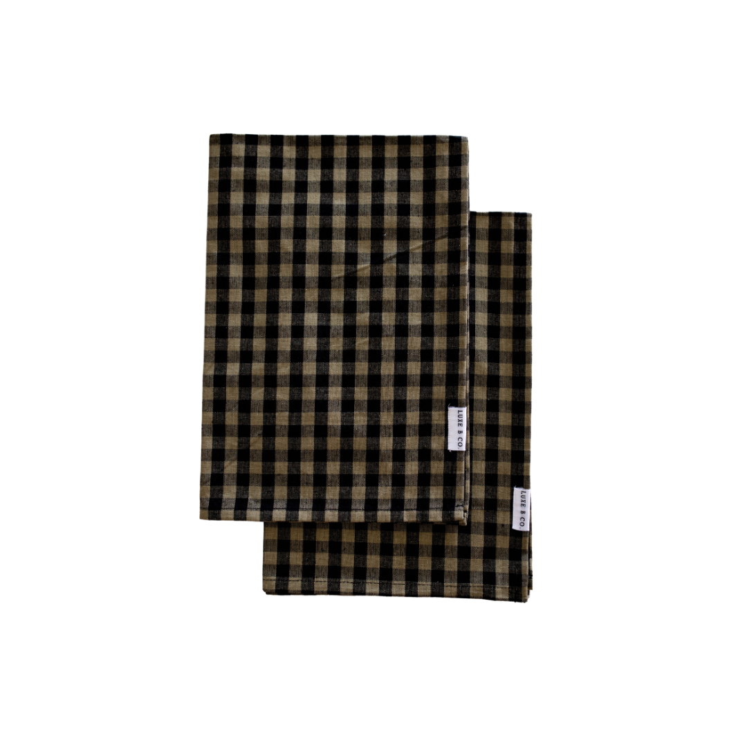 Olive Green Gingham Kitchen Dish Towel - Luxe B Co