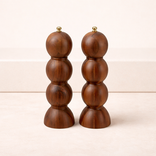 Acacia Wood Salt & Pepper Mills Set | By Luxe B Co.