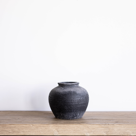 Antique Inspired Charcoal Round Vase By Luxe B Co.
