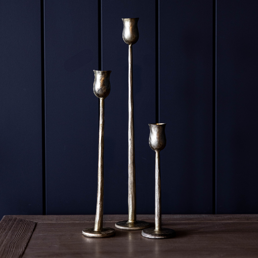 Gold Brush Iron Candlestick - Luxe B Co