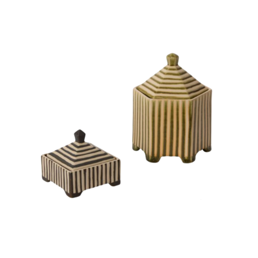 Striped Decorative Ceramic Box | By Luxe B Co.
