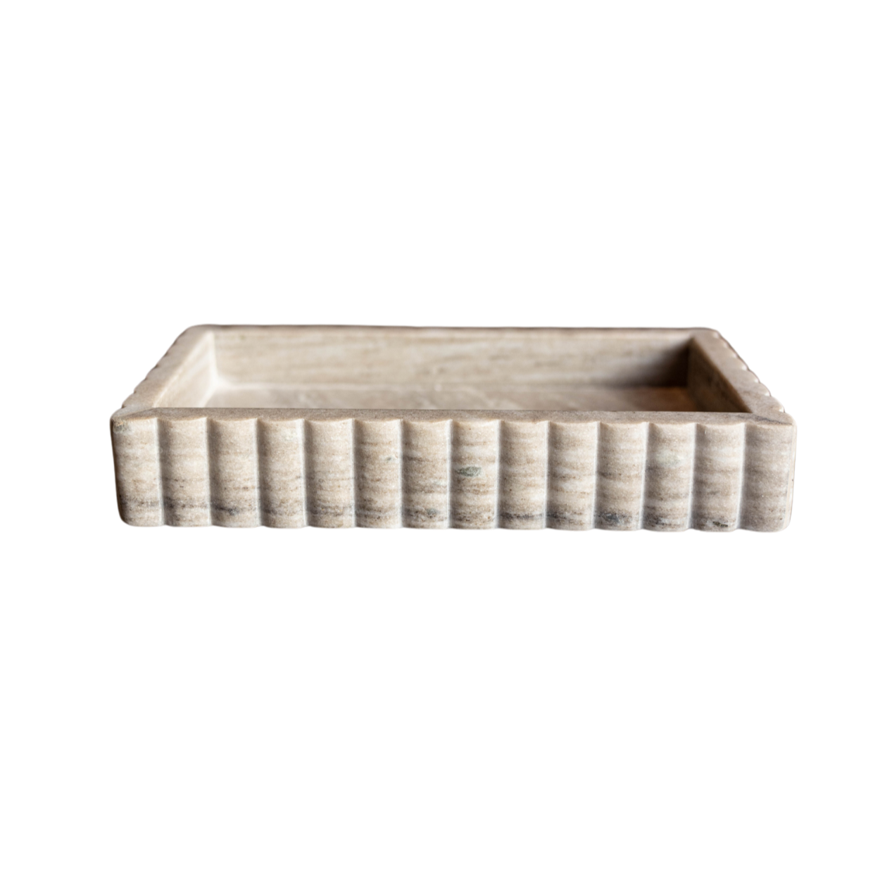Beige Scalloped Marble Bridge Tray | By Luxe B Co.