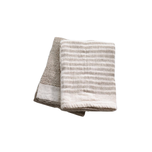 Beige Stripe Waffle Towels - Luxe B Co