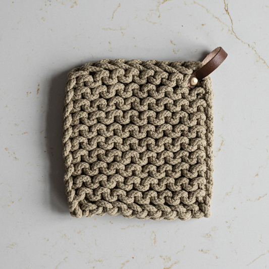 Beige Knitted Pot Holder | By Luxe B Co.