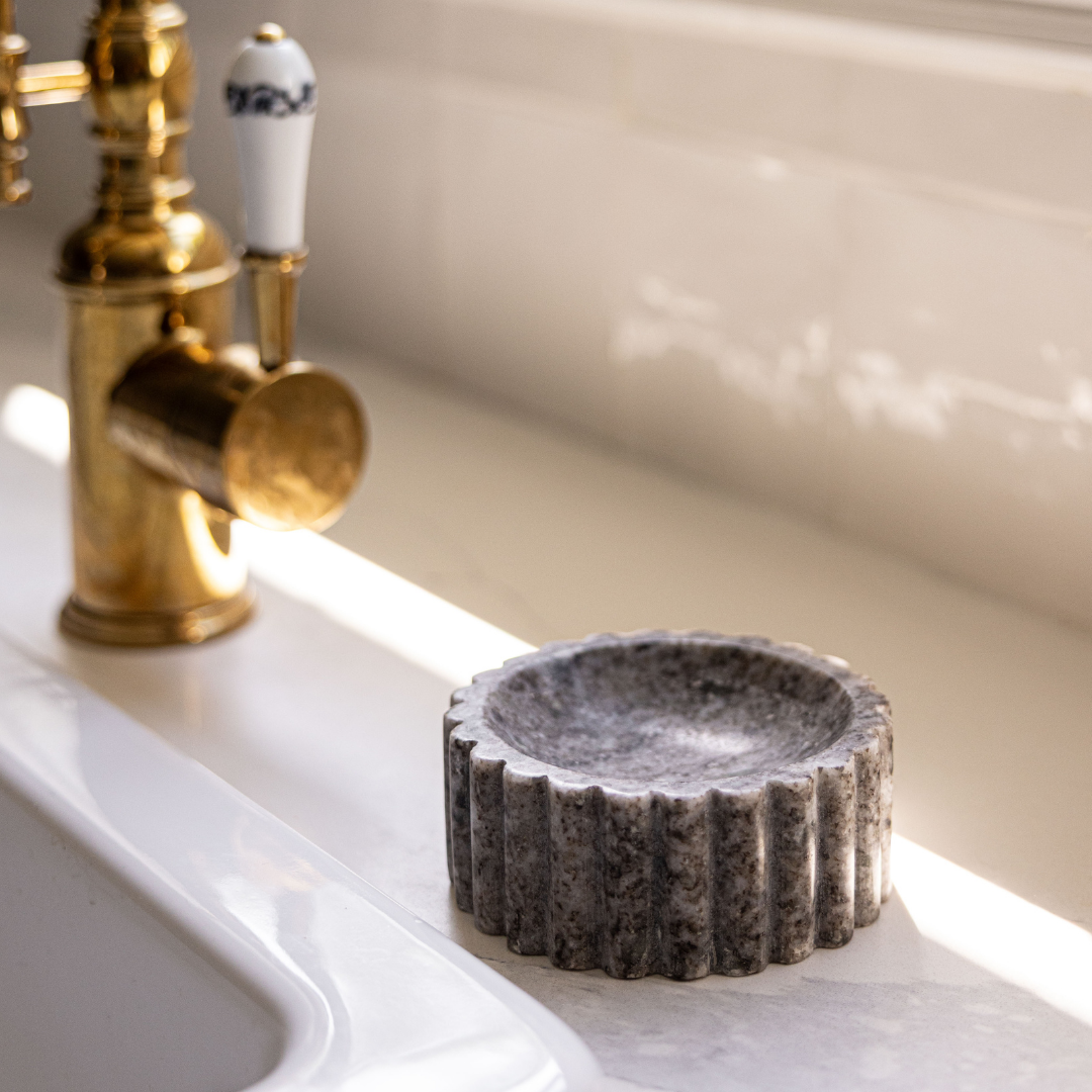 Beige Marble Fluted Soap Dish | By Luxe B Co.