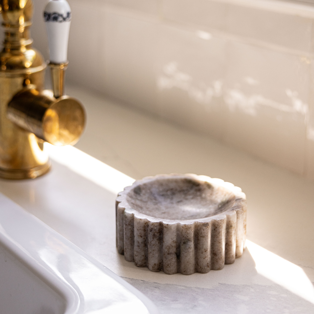 Beige Marble Fluted Soap Dish | By Luxe B Co.