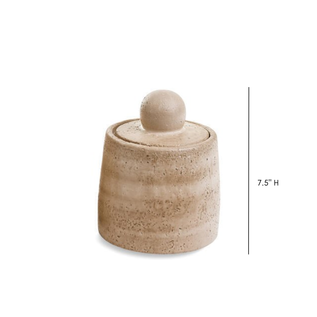 Beige Travertine Cement Canister | By Luxe B Co.