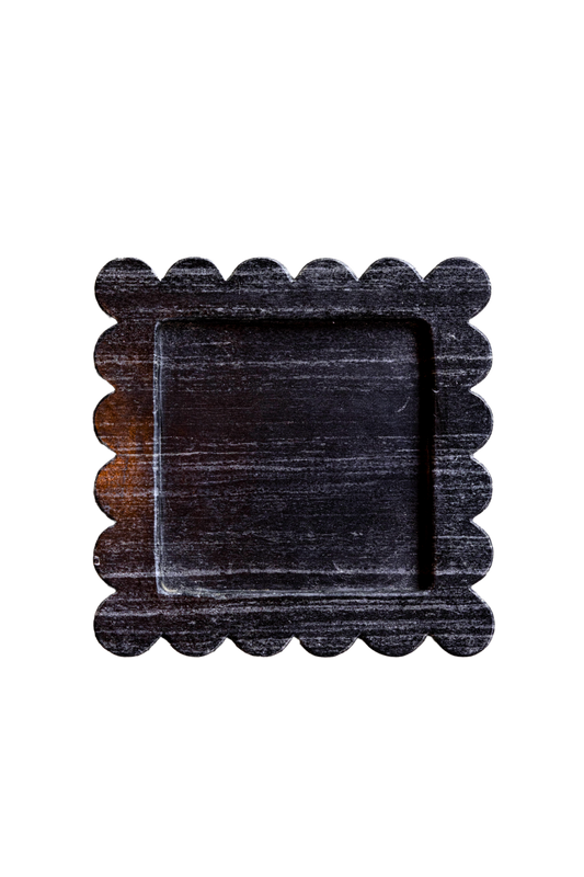 Black Marble Scalloped Tray | By Luxe B Co.