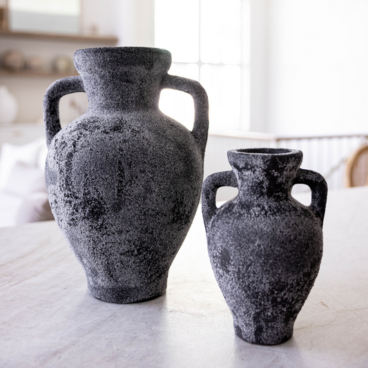 Lesbos Black Urn Vase With Handle Large | By Luxe B Co.