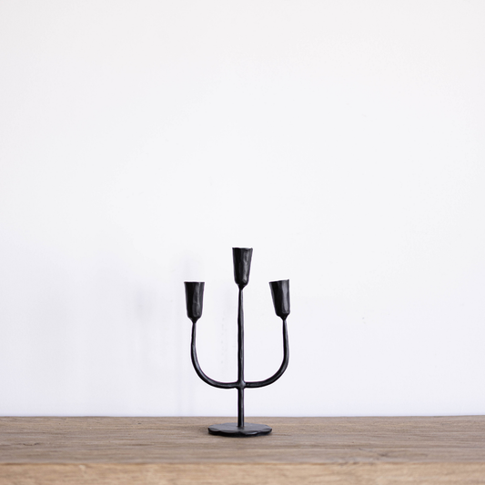 Black Iron 3 Arm Candelabra Small By Luxe B Co.