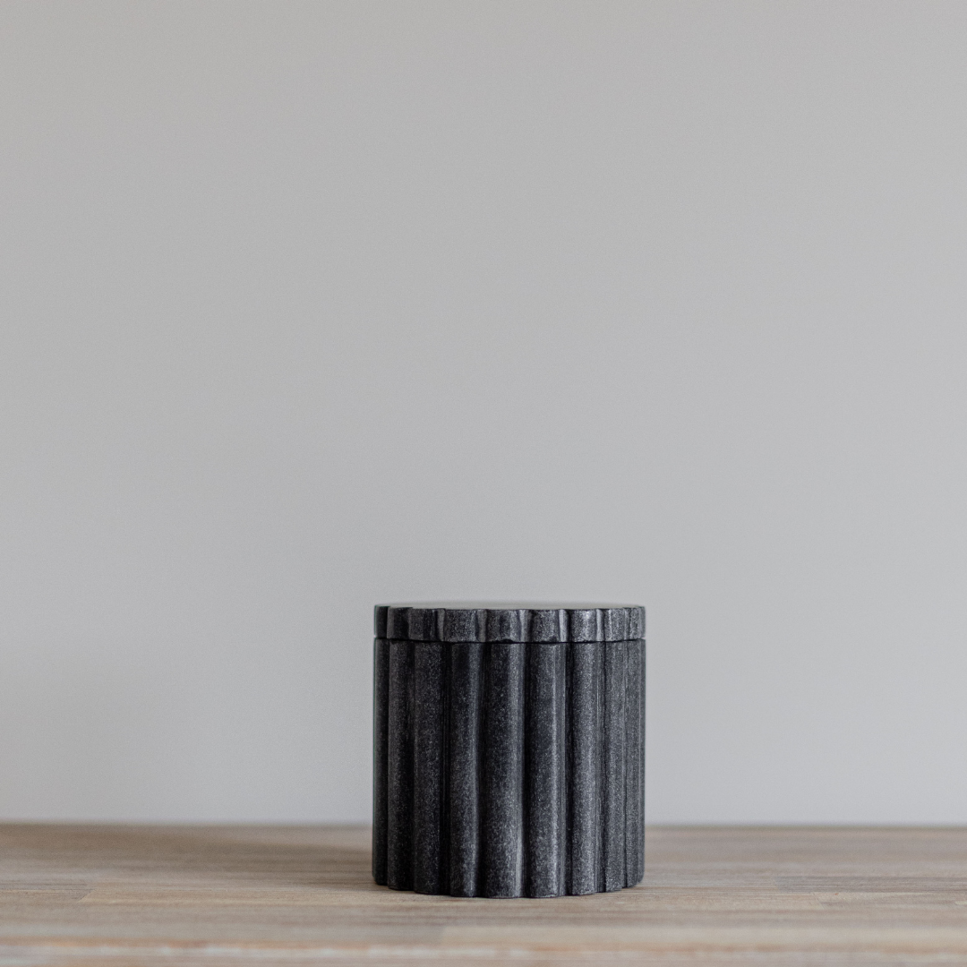 Black Marble Fluted Jar | By Luxe B Co.