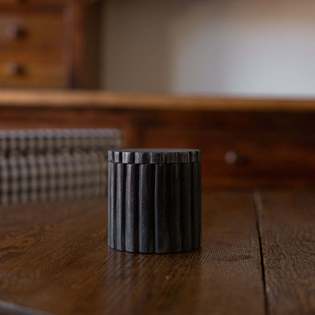 Black Marble Fluted Jar | By Luxe B Co.