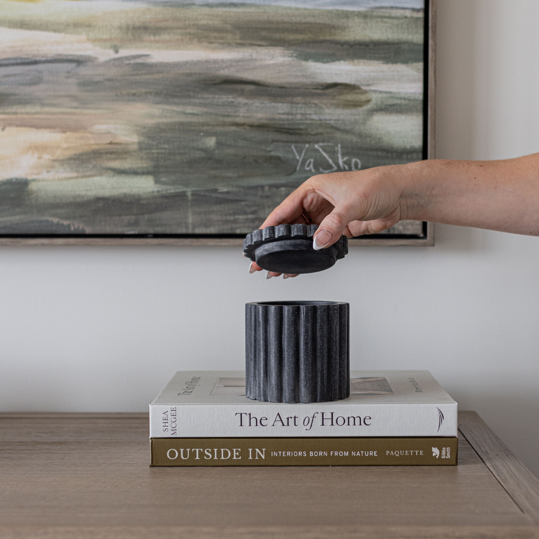 Black Marble Fluted Jar | By Luxe B Co.