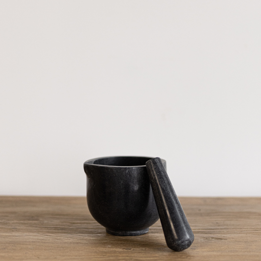 Black Marble Mortar With Marble Pestle | By Luxe B Co.
