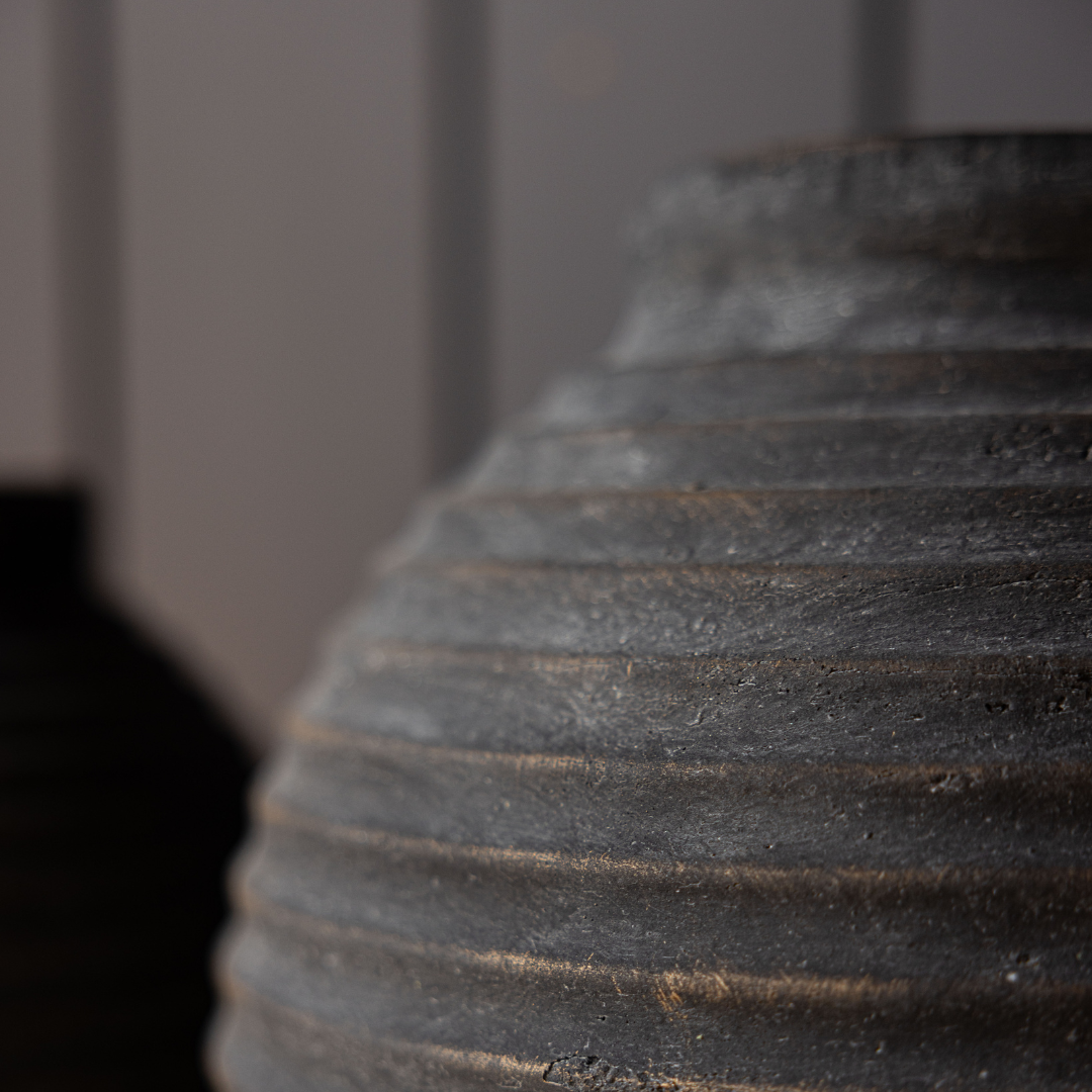 Black Terracotta Line Vase | By Luxe B Co.