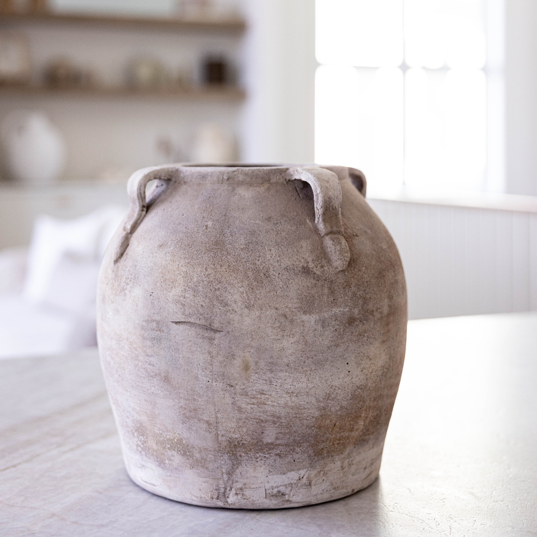 Blanc Beige Wash Vase With Handles | By Luxe B Co.
