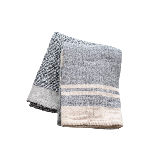 Double Stripe Blue Waffle Dish Towels - Luxe B Co