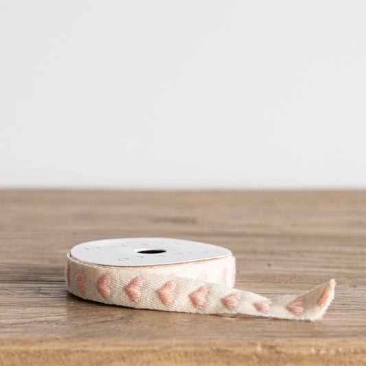 Blush Pink Hearts Woven Ribbon | By Luxe B Co.