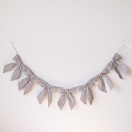 Brown Striped Fabric Bow Garland | By Luxe B Co.