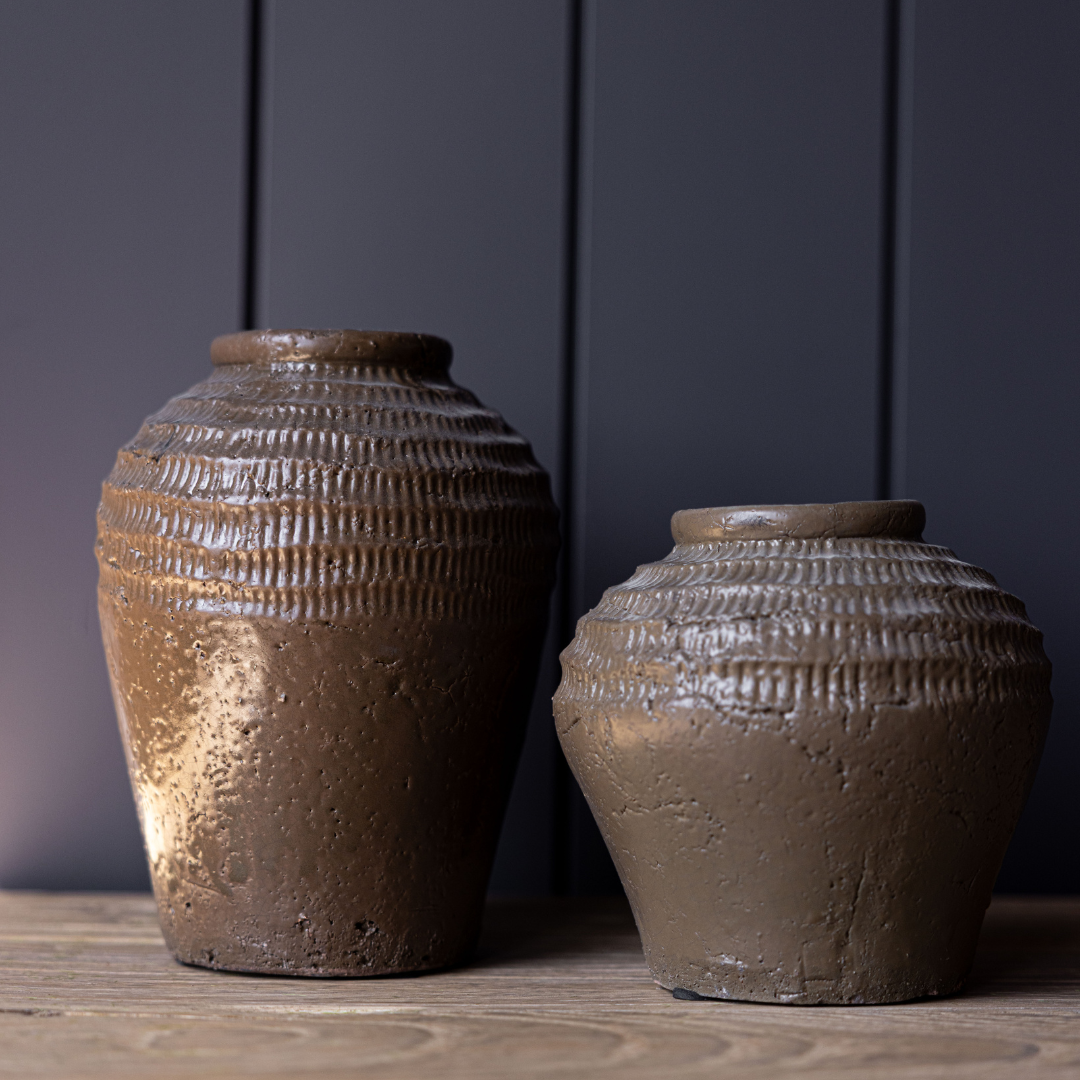 Brown Textured Ceramic Vase | By Luxe B Co.