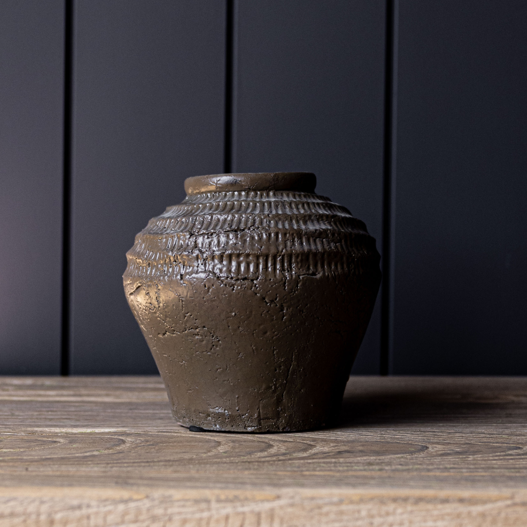 Brown Textured Ceramic Vase | By Luxe B Co.
