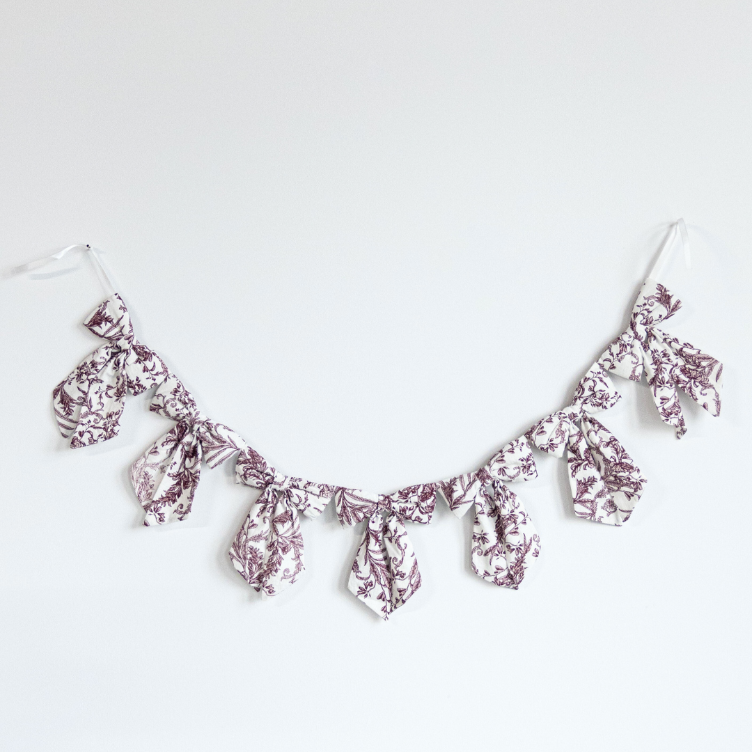 Burgundy Toile Bow Garland | By Luxe B Co.