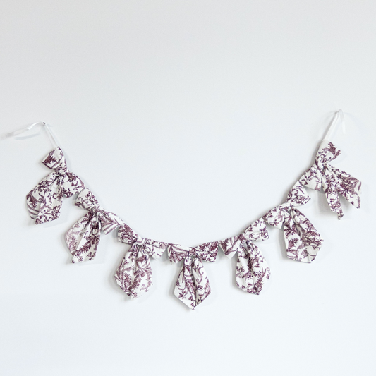Burgundy Toile Bow Garland | By Luxe B Co.