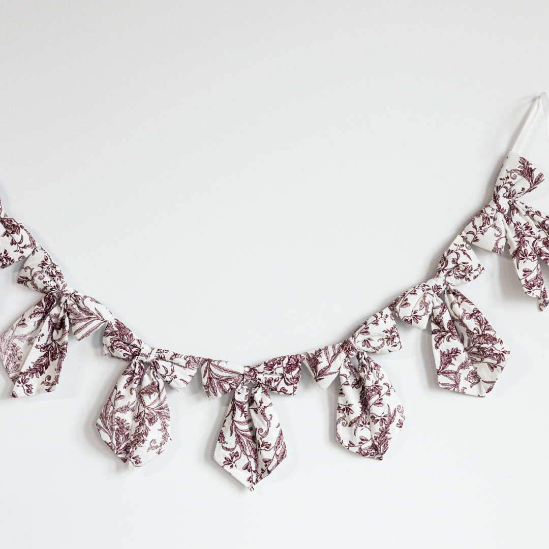 Burgundy Toile Bow Garland | By Luxe B Co.