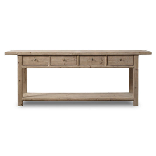 Capitola Four Drawer Reclaimed Elm Wood Console Table With Shelf | By Luxe B Co.