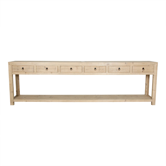 Carmel Six Drawer Reclaimed Elm Wood Console Table | By Luxe B Co.